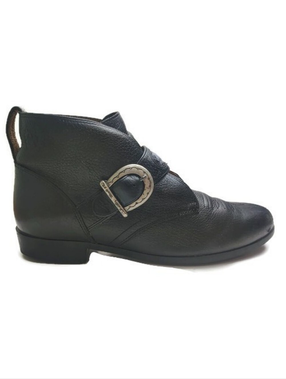 Ariat Blair Pebbled Leather Western Engraved Buckle Black Ankle Boots Size 9